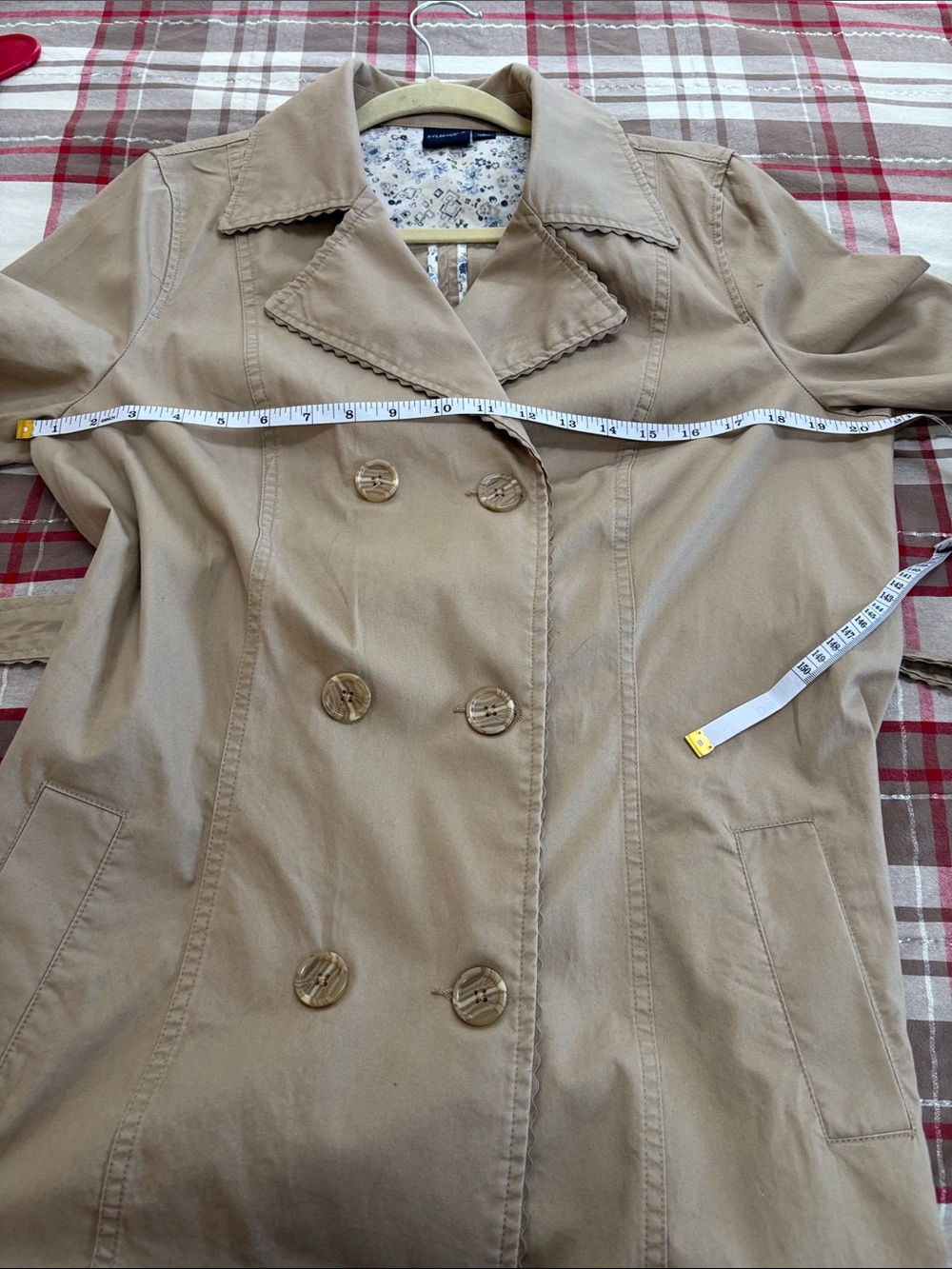 Sonoma Neutral Tan Double-Breasted Trench Coat with Belt - Picture 6 of 7
